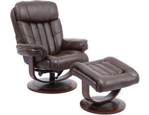 Prince Robust Leather Reclining Swivel Chair and Ottoman