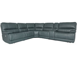 Shelby Power Headrest Power Reclining Sectional in Cabrera Azure (Faux Leather)