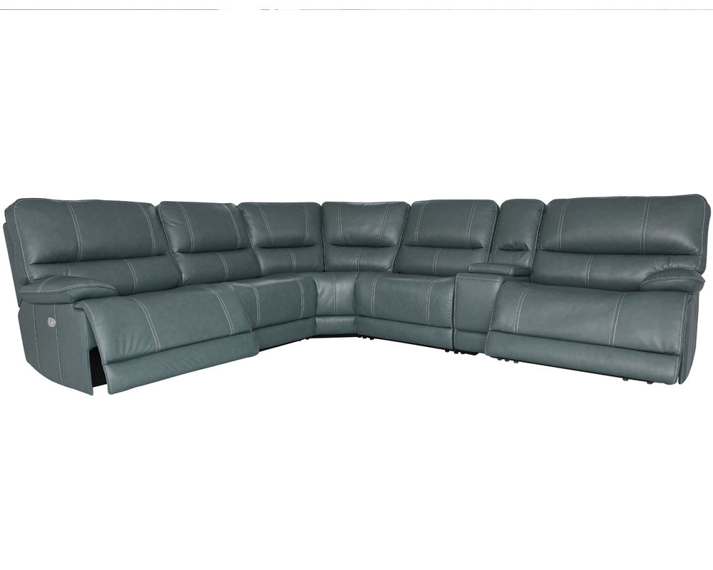 Shelby Power Headrest Power Reclining Sectional in Cabrera Azure
