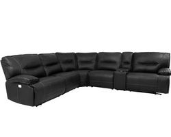 Spartacus Black Power Headrest Power Reclining Sectional (Leather like fabric)