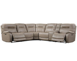 Axel Power Headrest Power Reclining Sectional in Parchment (Leather like fabric)