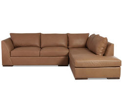 Flagler Leather Stationary Sectional with Down Cushions (Made to order leathers)