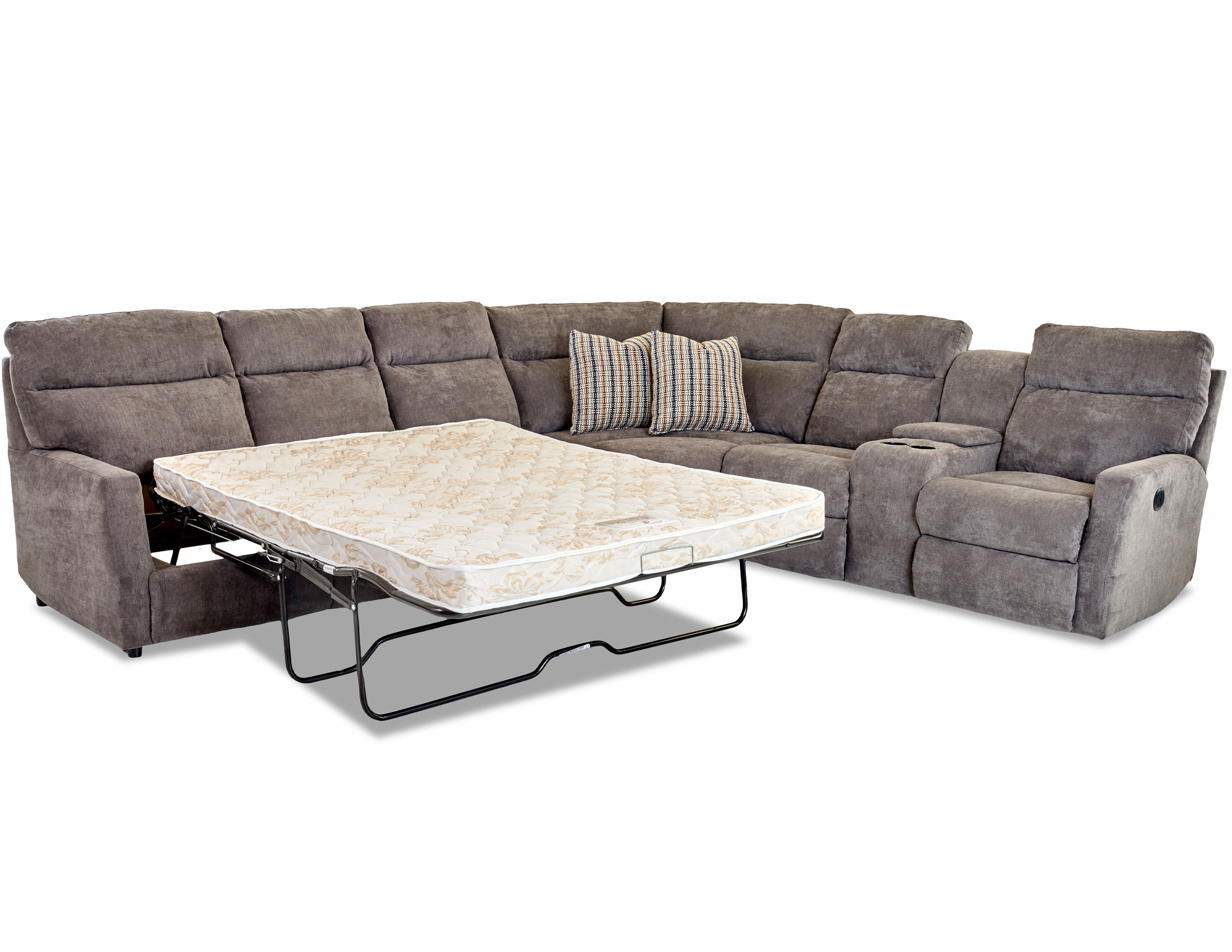 Sectional sofa with store recliner and sleeper