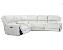 Empire Leather Six Piece Reclining Sectional in Verona Ivory