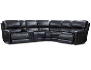 Empire Leather Power Headrest Power Reclining Sectional in Verona Blackberry