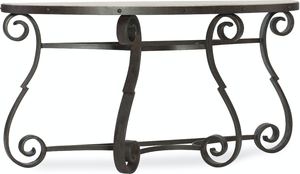 Hill Country Luckenbach Metal and Stone Demilune Console