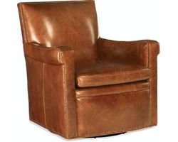 Jilian Leather Swivel Club Chair