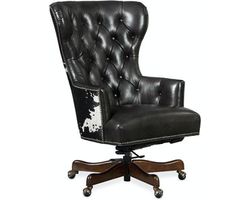 Katherine Executive Swivel Tilt Chair w/ Black &amp; White Hair on Hide