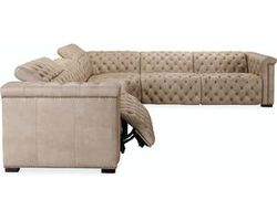 Savion Grandier Five Piece Leather Sectional with 2 Power Headrest Power Recliners (Taupe)