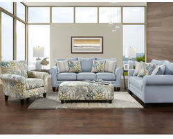 Labryinth Sky Three Piece Living Room (Sofa, Chair and Cocktail Ottoman)