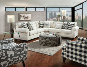 Popstitch Shell 4 Piece Living Room (Includes Sectional, 2 Chair and Oval Cocktail Ottoman)