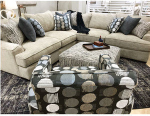 Handwoven Linen 2 Piece Sectional Living Room (Includes sectional, chair and cocktail ottoman)