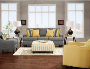 Maxwell Gray 4 Piece Living Room (Includes sofa, 2 chairs and ottoman)