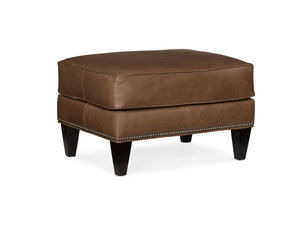 Caroline Stationary Leather Ottoman (Made to order leathers)
