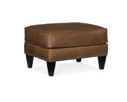 Caroline Stationary Leather Ottoman (Made to order leathers)