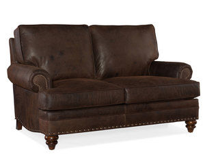 Carrado Leather Stationary Loveseat 8-Way Tie (Made to order leathers)