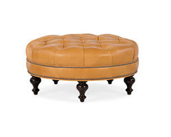 Well-Rounded Tufted Round Leather Ottoman (Made to order leathers)