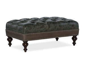 Rects Tufted Rectangle Leather Ottoman (Made to order leathers)