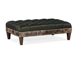 XL Rects Tufted Rectangle Leather Ottoman (Made to order leathers)