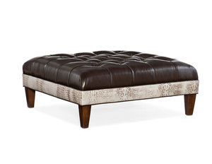 XL Fair-N-Square Tufted Square Leather Ottoman (Made to order leathers)