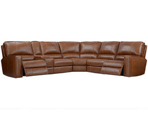 Top Grain Leather Sectional Sofas, Avanti 5 Piece Power Leather Sectional Sofa