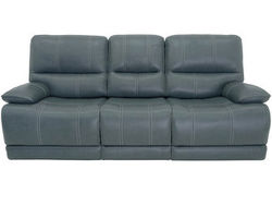 Shelby Azure Faux Leather Fabric Power Headrest Power Reclining Sofa