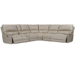 Whitman FreeMotion Cordless Power Reclining Sectional (Battery Operated) in Leather Linen