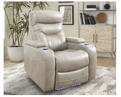 Origin Linen Power Headrest Power Home Theater Swivel Recliner (Faux Leather)