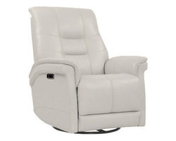 Carnegie Leather Cordless Power Swivel Glider Recliner (Cut the Cord) Ivory