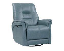 Carnegie Leather Cordless Power Swivel Glider Recliner (Cut the Cord) Azure (In stock - Fast shipping)
