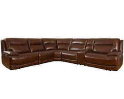 Colossus Brown Power Headrest Power Reclining Leather Sectional (Zero Gravity)