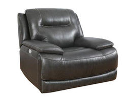 Colossus Grey Power Headrest Power Leather Recliner (Wide Seat)