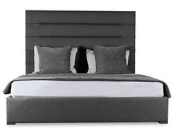 Moyra Horizontal Tufting Queen or King Bed in Charcoal