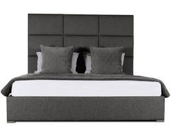 Moyra Square Tufted Queen or King Bed in Charcoal