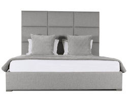 Moyra Square Tufted Queen or King Bed in Grey