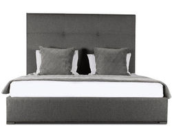Moyra Simple Tufted Queen or King Bed in Charcoal