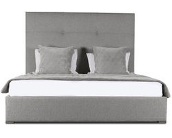 Moyra Simple Tufted Queen or King Bed in Grey