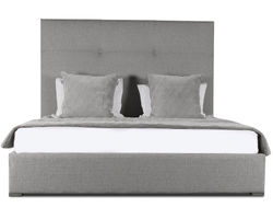 Moyra Simple Tufted Queen or King Bed in Grey