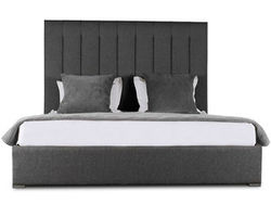 Moyra Vertical Tufted Queen Or King Bed in Charcoal