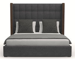 Irenne Box Tufting Queen or King Bed in Charcoal
