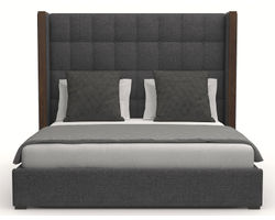 Irenne Box Tufting Queen or King Bed in Charcoal