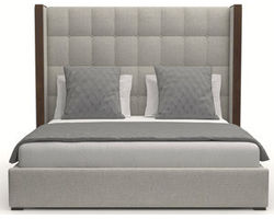 Irenne Box Tufting Queen or King Bed in Grey