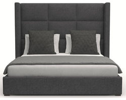 Aylet Square Tufted Queen or King Bed in Charcoal