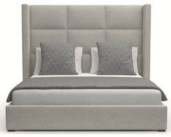 Aylet Square Tufted Queen or King Bed in Grey