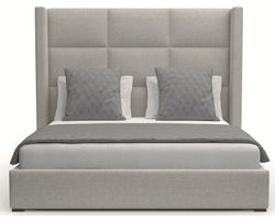 Aylet Square Tufted Queen or King Bed in Grey
