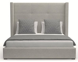 Aylet Simple Tufted Queen or King Bed in Grey