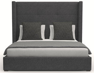 Aylet Simple Tufted Queen or King Bed in Charcoal