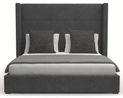 Aylet Simple Tufted Queen or King Bed in Charcoal