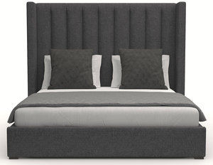 Aylet Vertical Channel Tufting Queen or King Bed in Charcoal