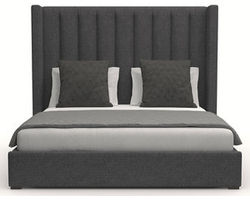 Aylet Vertical Channel Tufting Queen or King Bed in Charcoal